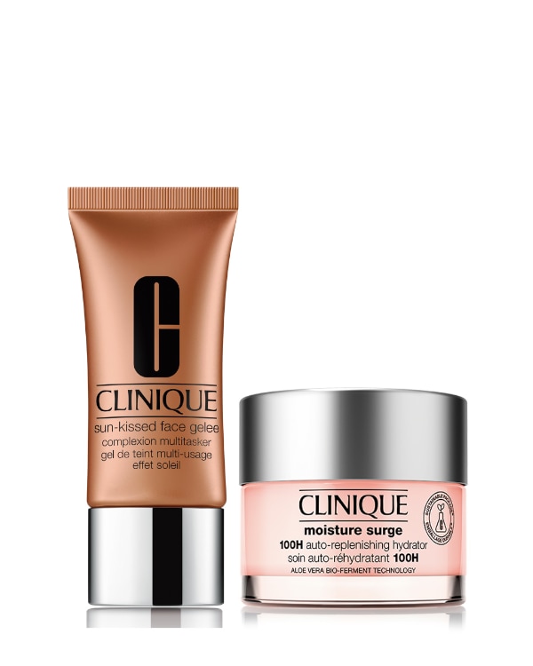 Sunkissed Glow, Un set perfecto para lograr un look radiante y veraniego: hidratación intensa para la piel y un gel con color que aporta un look bronceado luminoso y natural.