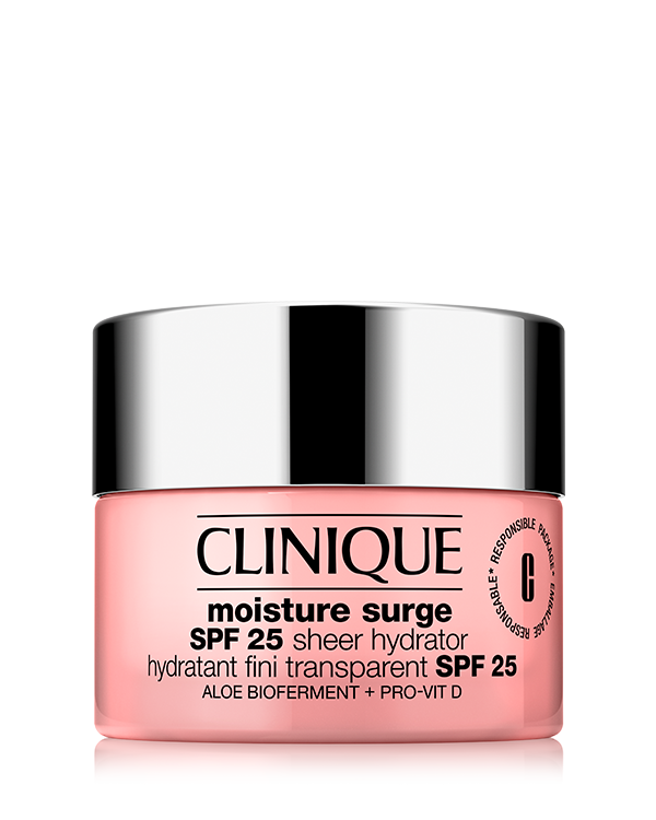 Moisture Surge™ SPF 25 Sheer Hydrator, Crema en textura nube con SPF, hidrata y protege de los rayos del sol.