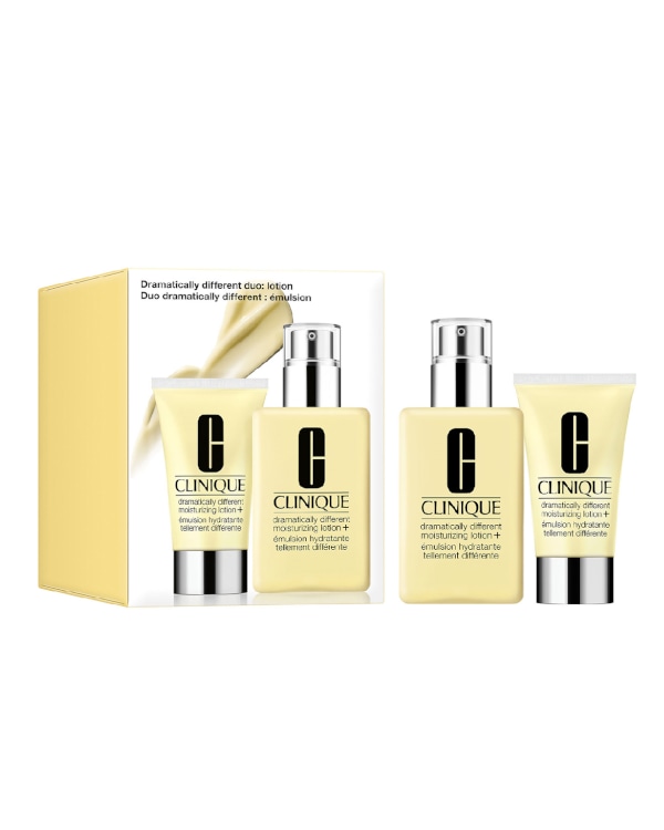 Set Dramatically Different Lotion, Hidrata y fortalece tu piel con Dramatically Different Moisturizing Lotion+. Su fórmula ligera y sedosa brinda 8 horas de hidratación, suavizando y equilibrando la piel. ¡Llévala en su práctico tamaño de 50ml para un boost de hidratación en cualquier momento del día!